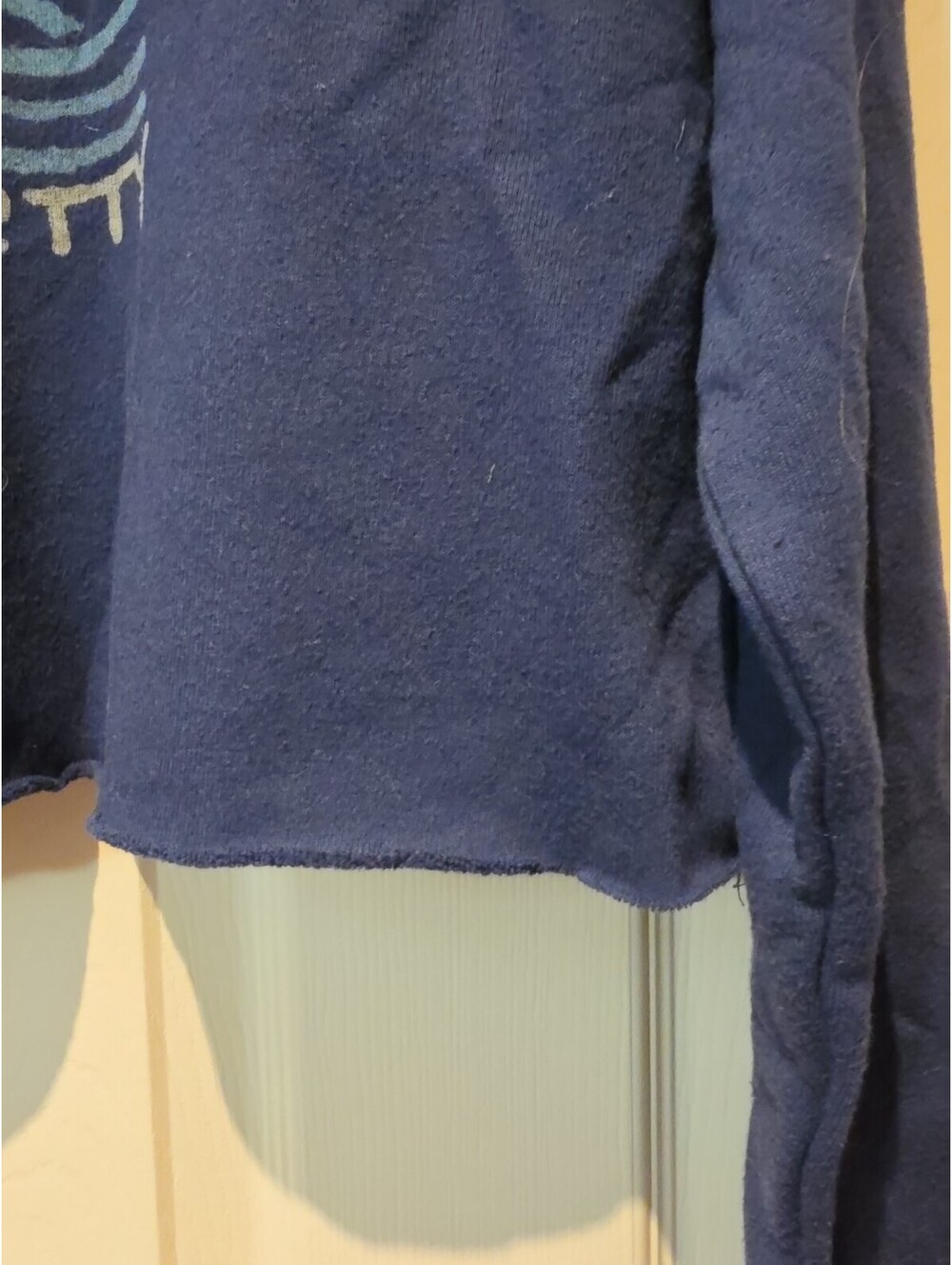 Jetty Cropped Raw Hem Sweatshirt With Coastal Theme Size S. Super Soft - Picture 3 of 5